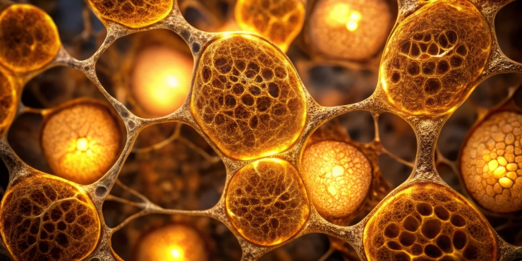 Symbolbild, 3D-Grafik von adipösen Fettzellen