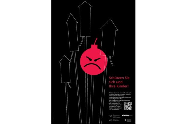 Plakat, das vor Feuerwerk warnt