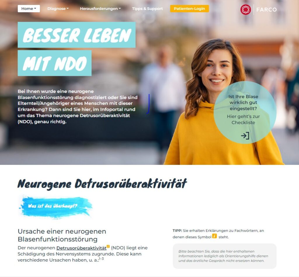 Informationsportal von FARCO-PHARMA zu Neurogene Detrusorüberaktivität (NDO).
