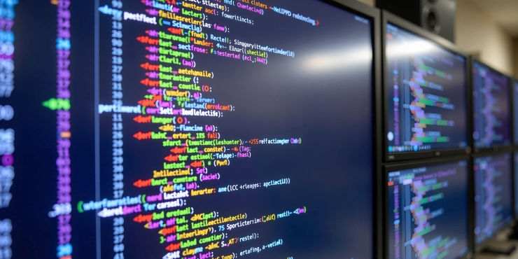 Symbolbild, Computerbildschirme mit farbigen Zahlencodes