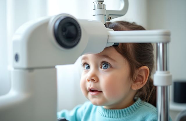 Kind bei Augenuntersuchung