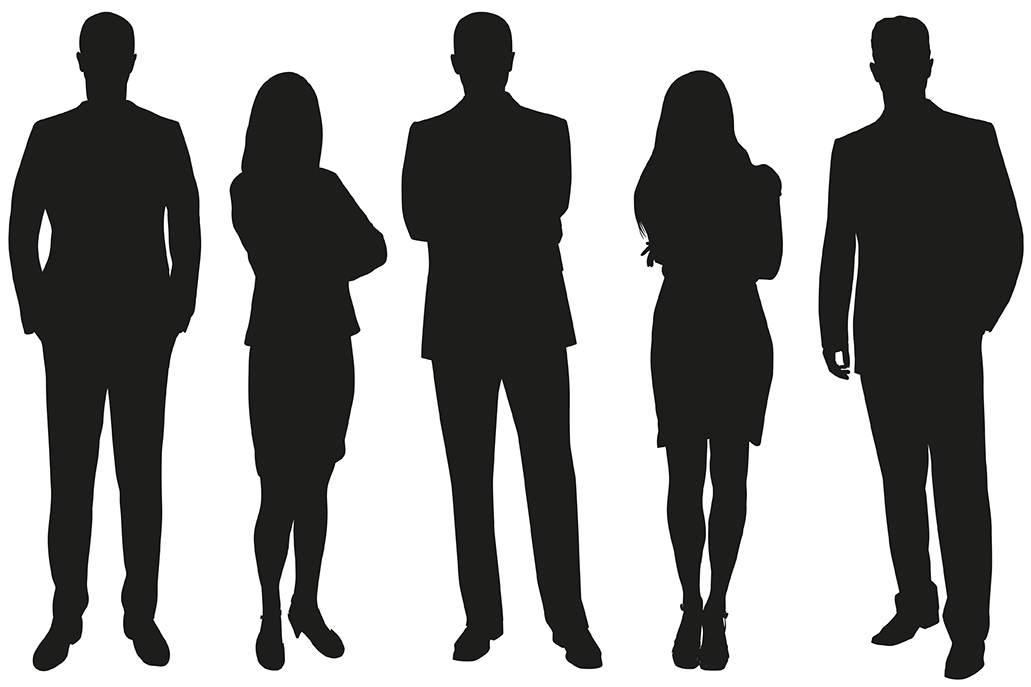 Silhouetten von Männern und Frauen