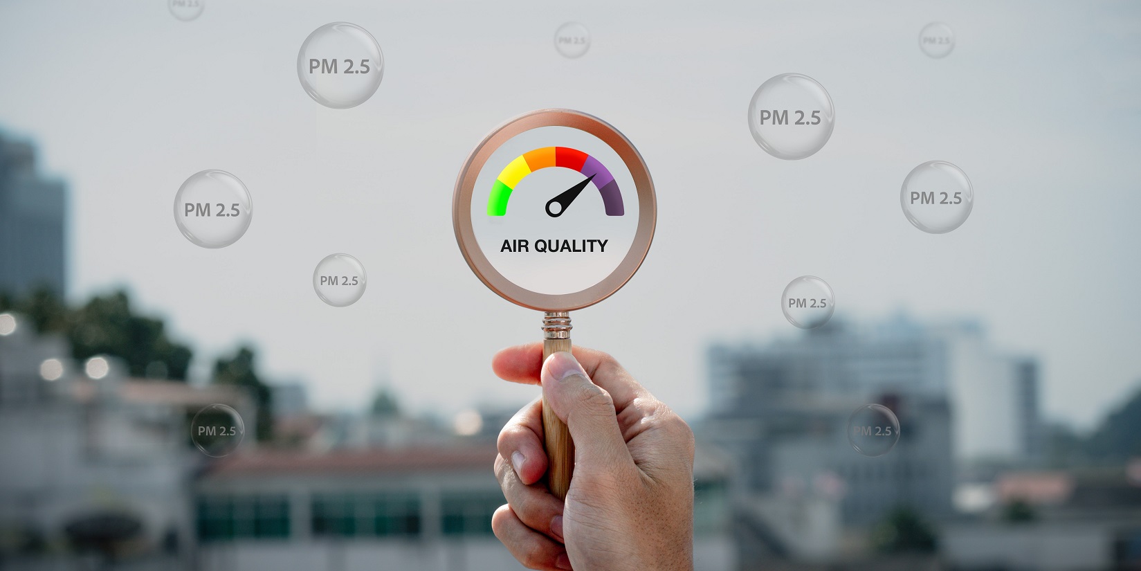 Vergrößerungsglas Anzeige Luftqualität