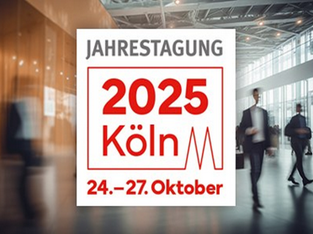 Logo der DGHO-Jahrestagung 2025 in Köln, 24.–27. Oktober, vor einem modernen Kongressgebäude.